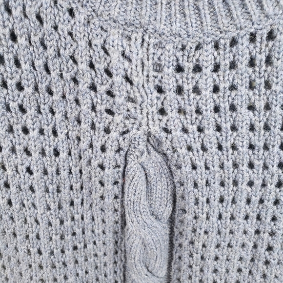 NWT Lane Bryant Navy Short Sleeve Open Cable Knit VNeck Sweater Sz 22/24 - Picture 7 of 9